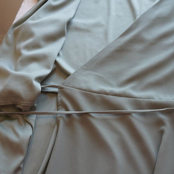 Baltic‎ Born Sage Green Faux Wrap Maxi Dress 2X Flutter Sleeve Lined - Picture 13 of 16